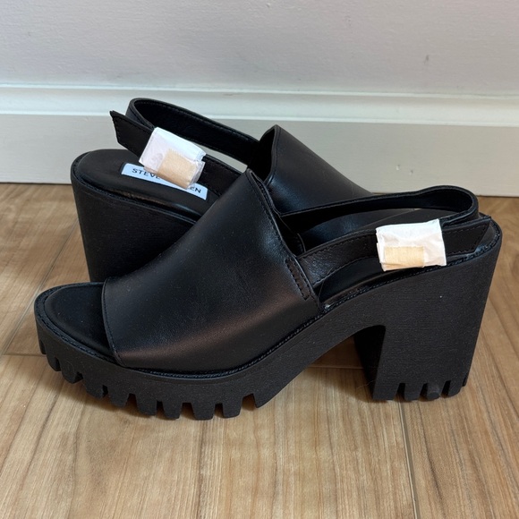 NWOT Steve Madden Sunnyside Block Heels Black Chunky Heel Mules Size 9.5 90s Y2K - Picture 2 of 11